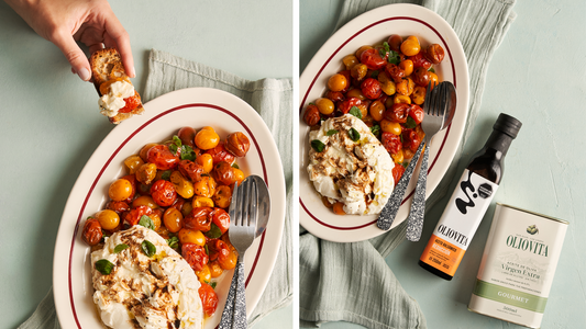 Burrata con cherrys asados