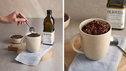 Mug cake de chocolate y oliva (2 porciones)