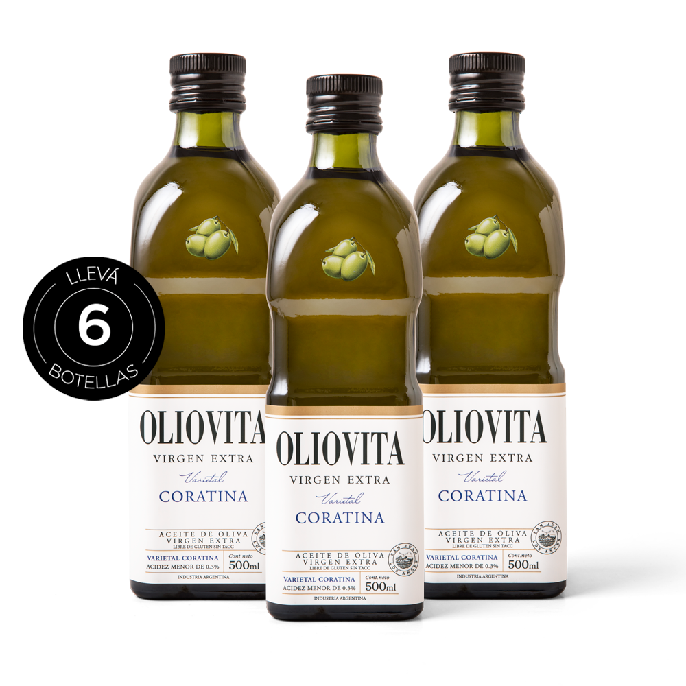 Oliovita Coratina 500ml x 6u. - Aceite de Oliva Virgen Extra