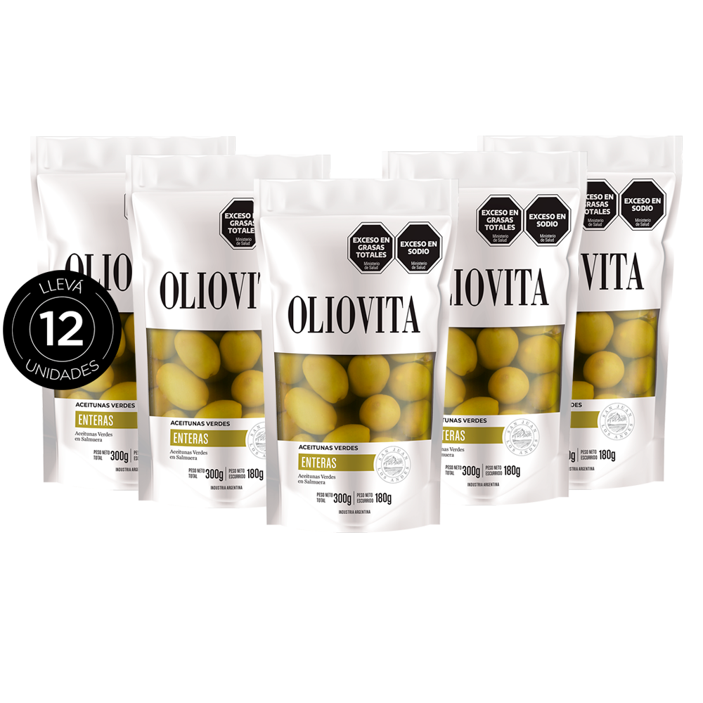 Oliovita Aceitunas Verdes Enteras Doypack 12 unidades 300gr