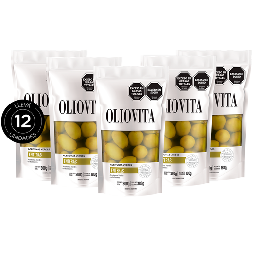 Oliovita Aceitunas Verdes Enteras Doypack 12 unidades 300gr